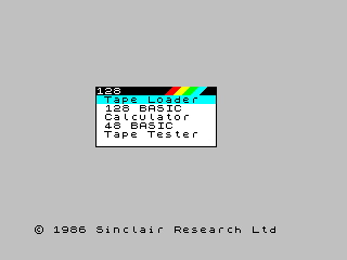 screenshot ZX Spectrum 128 - hlavní menu